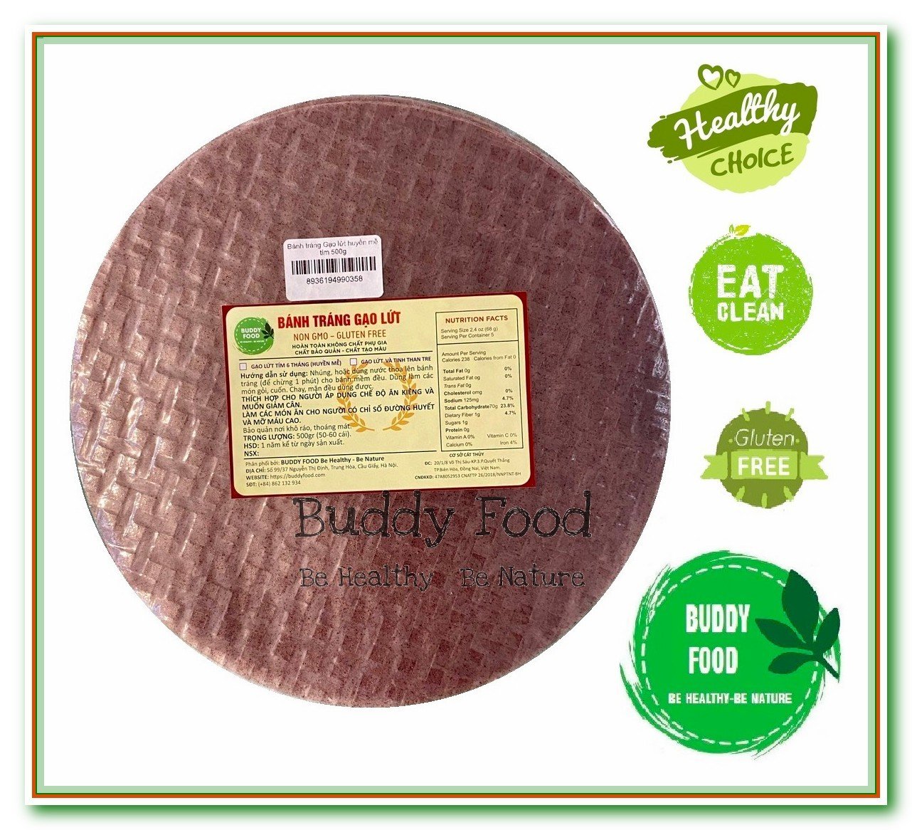 Bánh Tráng Gạo Lứt Eat Clean Cho Người Ăn Kiêng, Giảm Cân Gói 500 gr