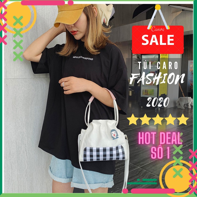 Túi Vải Họa Tiết Caro Xinh Xắn - Túi Đeo Chéo Nữ - Túi Vải Hot 2020 ??