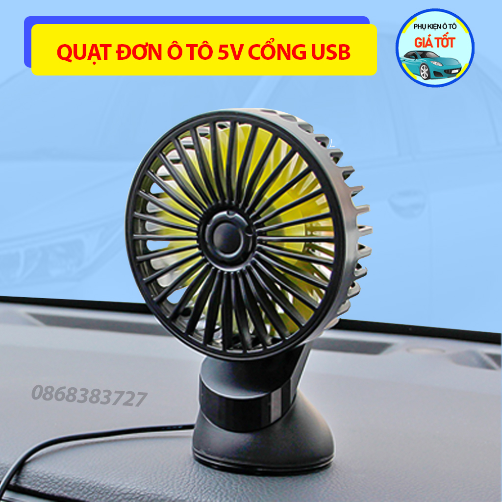 Quạt đơn 5v xoay 360 độ trên ô tô Quạt mini đôi để trên xe ô tô tiện lợi, Quạt điều hòa làm mát không khí, Quạt thông gió, Quạt đơn Mini 5V