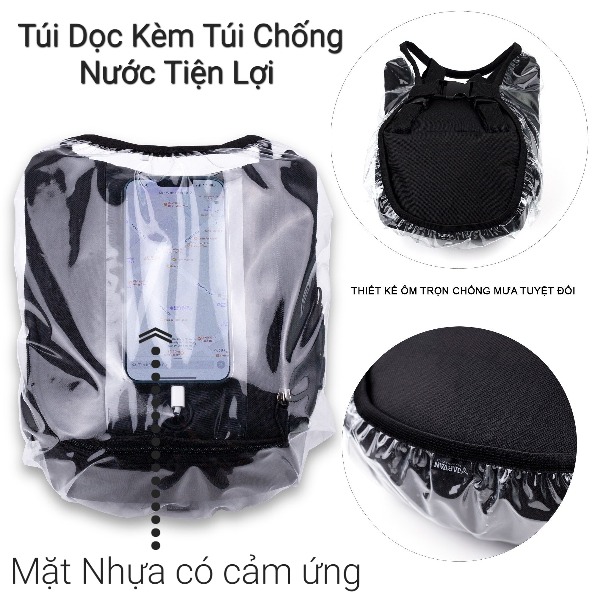 Túi Grab,túi treo đầu xe máy chống mưa xem bản đồ đi ship,đi phượt cao cấp