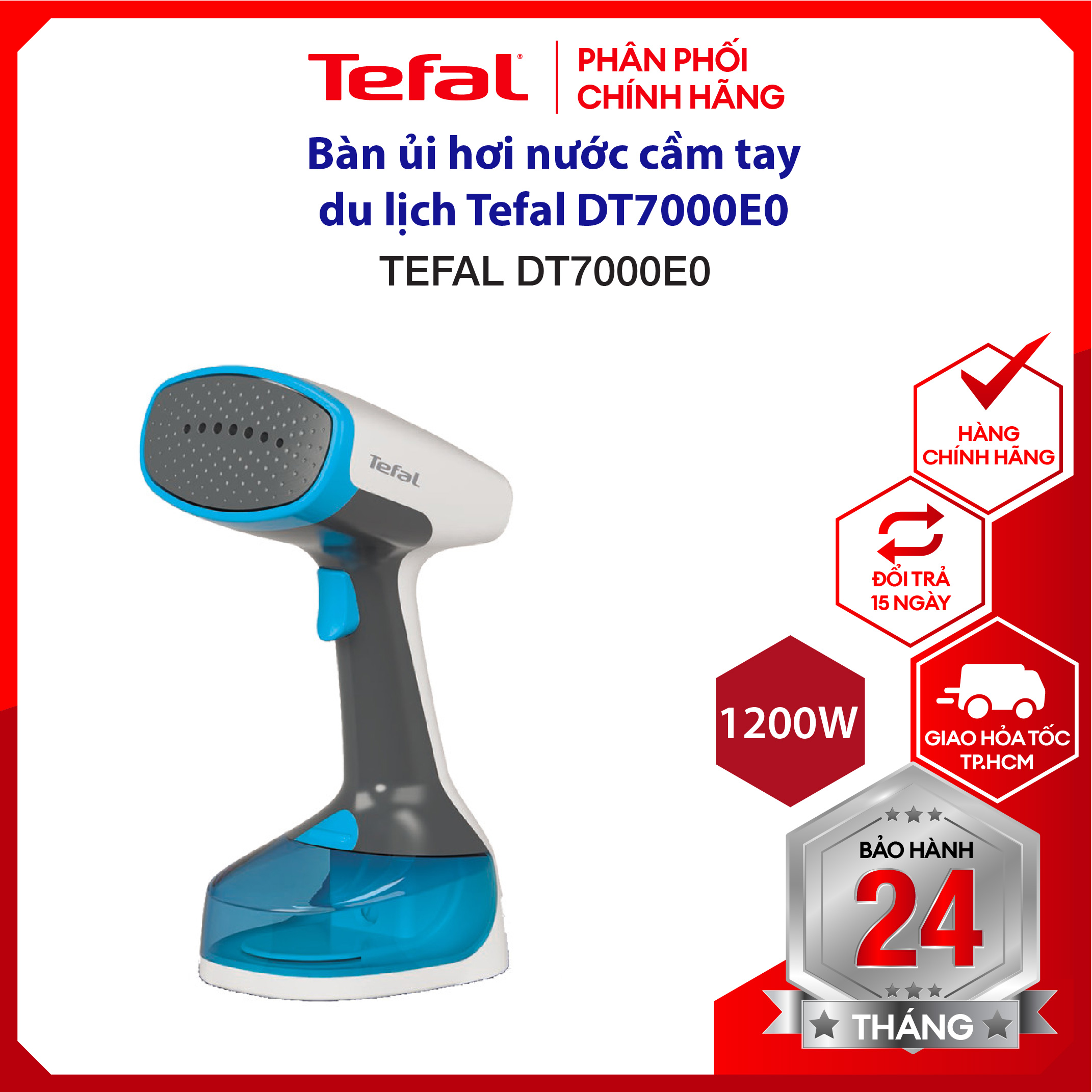 |HỎA TỐC 2H| Bàn ủi hơi nước cầm tay, bàn ủi du lịch Tefal DT7000E0 - dung tích 150ml - 1100W-  khởi động 45S - bảo hành 2 năm