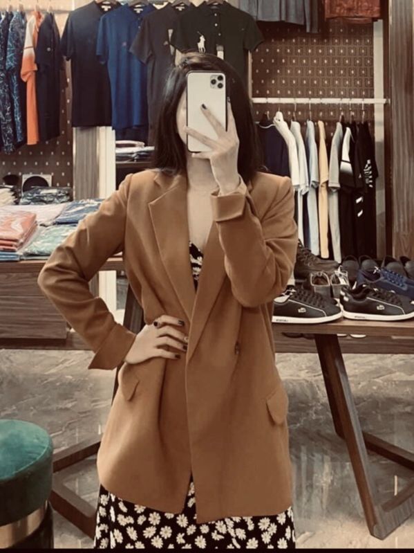 Áo blazer-áo vest dáng suông thắt đai tay lật 2 lớp 003
