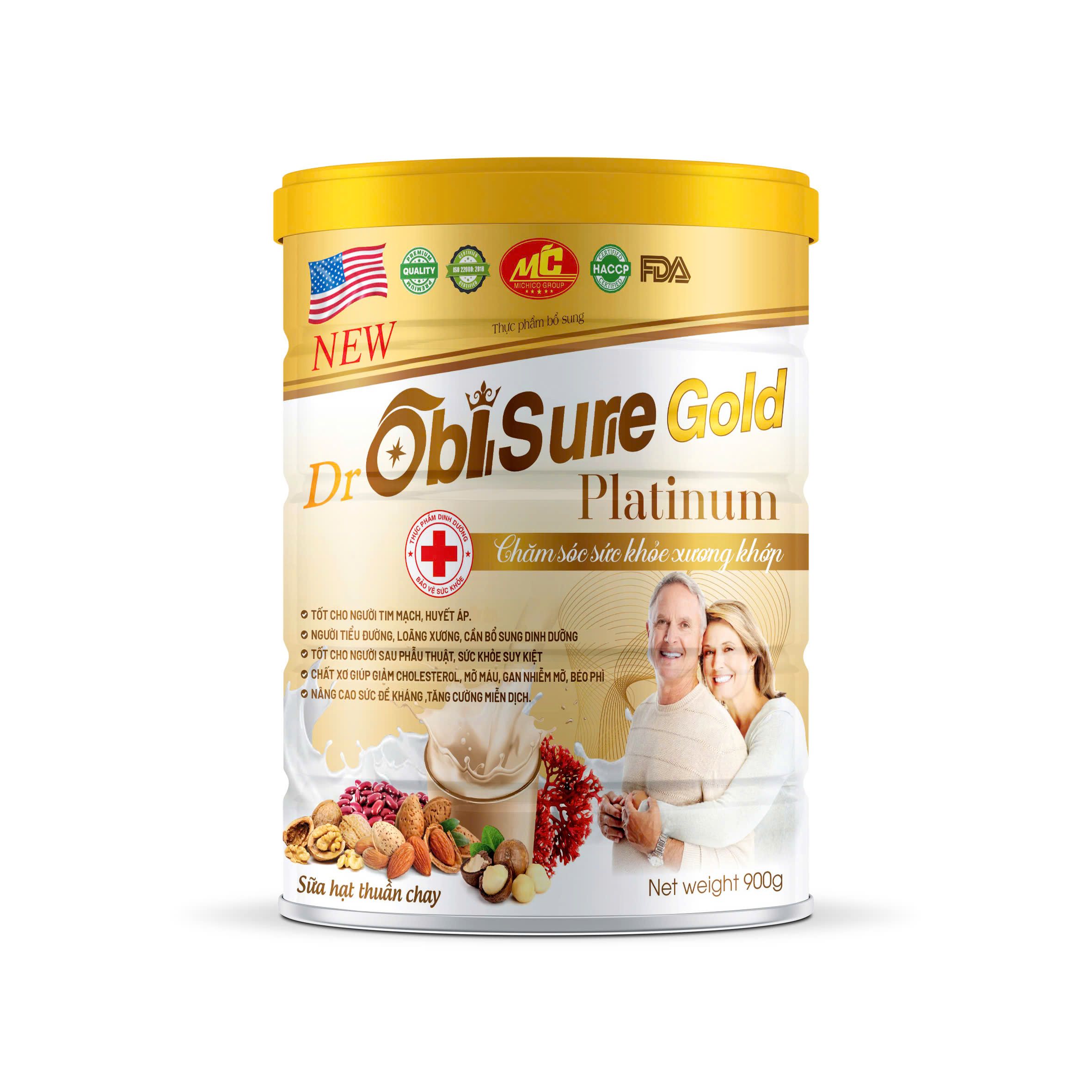 (Chính Hãng 900g):Sữa Bột DrÔBI.SURiE GOLD PLATINUM Dành Cho Người Tiểu Đường , xương khớp hộp 900gr