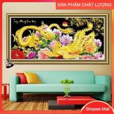 [HCM]Tranh đính đá Long phụng sum vầy DD9228 kích thước 120*65cm [Hàng có sẵn]