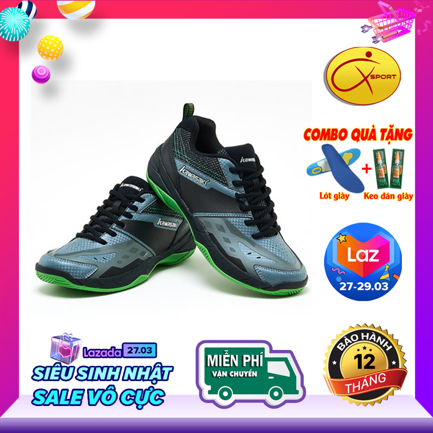[Q-Sport]-[2 Màu] Giày cầu lông Kawasaki K-359 đế kếp, chống trơn, giày bóng chuyền nam nữ, giày cầu lông nam nữ