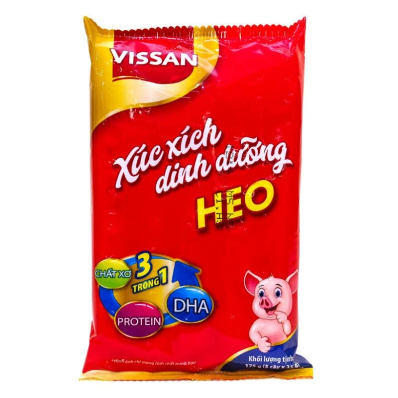 Xúc xích heo dinh dưỡng Vissan gói 175g (gồm 5 cây *35g)