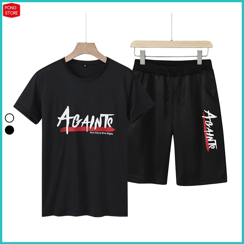 [HCM]Set Thể Thao Nam In Chữ AGAINTS BST Mới PONGSTORE - Bộ Đồ Thể Thao Nam Chất Thun Co Giãn Cực Tốt Form Rộng - Đồ Bộ Nam Đẹp 30KG 70KG Mặc Thoáng Mát Giá Siêu Sốc