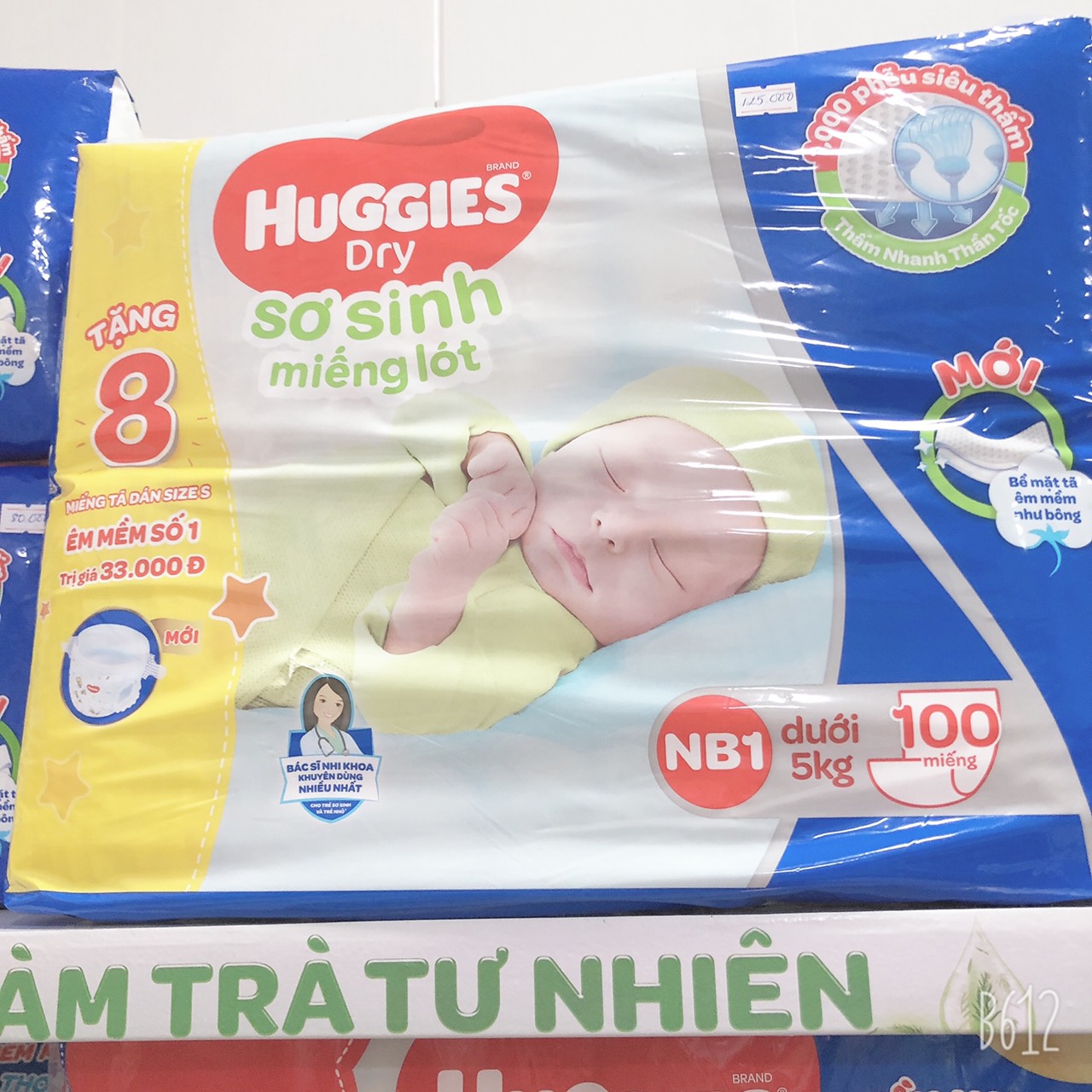 Miếng lót sơ sinh huggies dry nb1 100 miếng/nb2 40 miếng