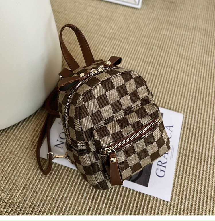 Balo mini thời trang kẻ ô vuông hai ngăn khóa tiện lợi _ Thời trang túi Minh Quân