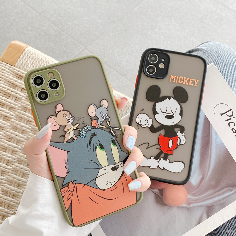 Ốp lưng nhám chống sock va đập bảo vệ camera tom x mickey