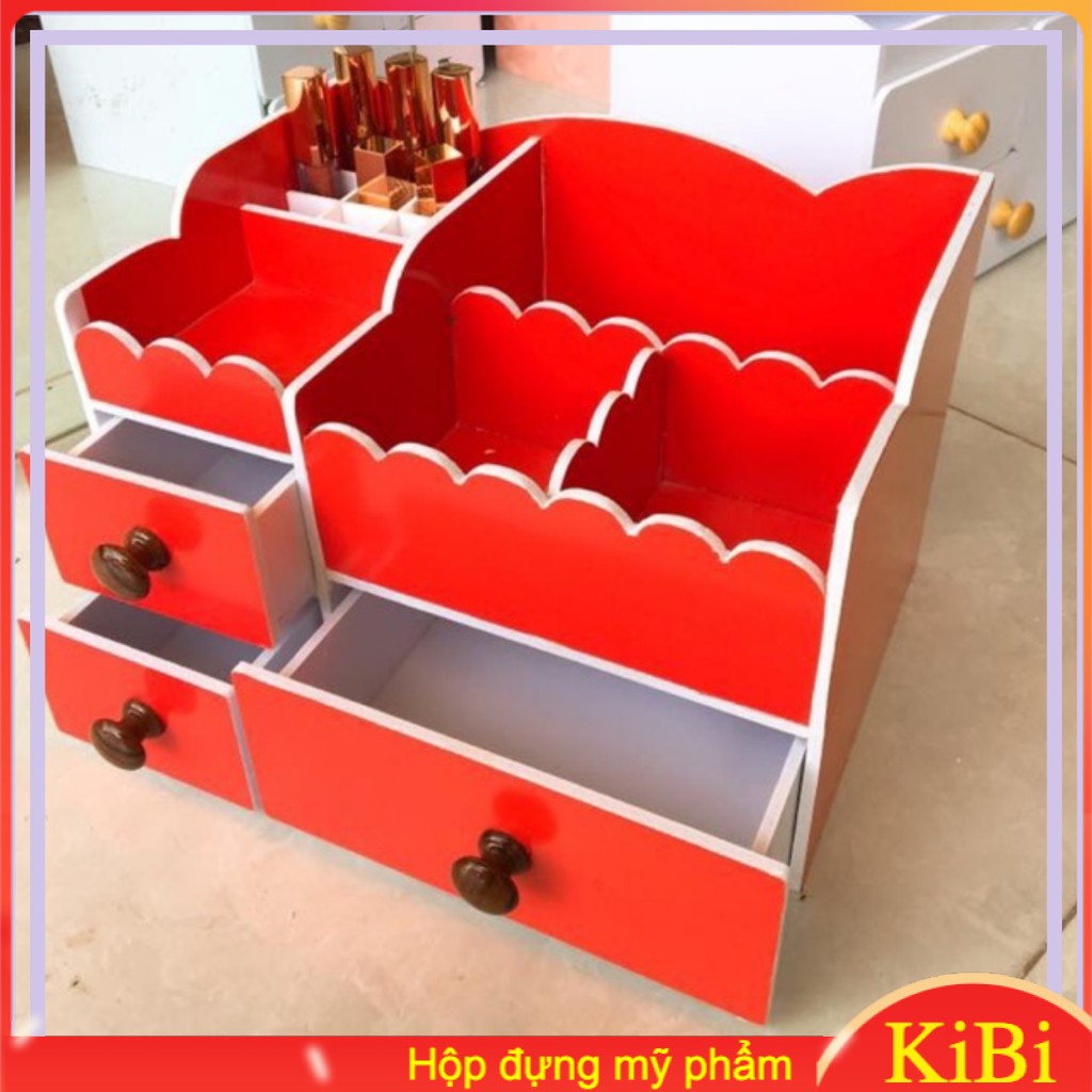 Kệ mỹ phẩm lượn sóng màu đỏ siêu xinh khay son kệ trang điểm