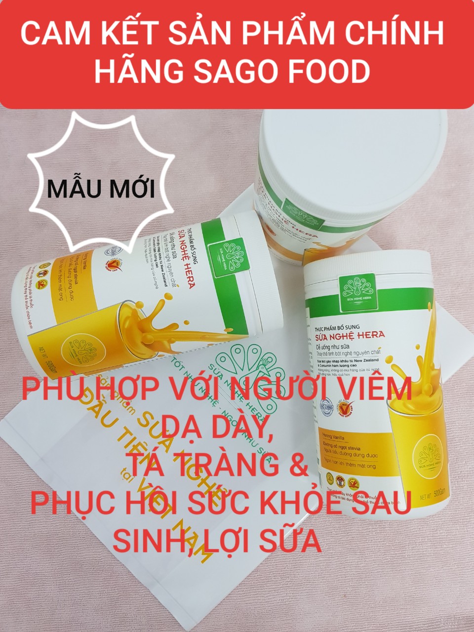 Sữa Nghệ HERA Khỏe Đẹp Mỗi Ngày. 450k/HỘP 500GR (HSD T10/2022) tặng ngay 1 chai Xịt Kháng Khuẩn HERA 100ml 79k CHO MỌI NGƯỜI SỬ DỤNG.