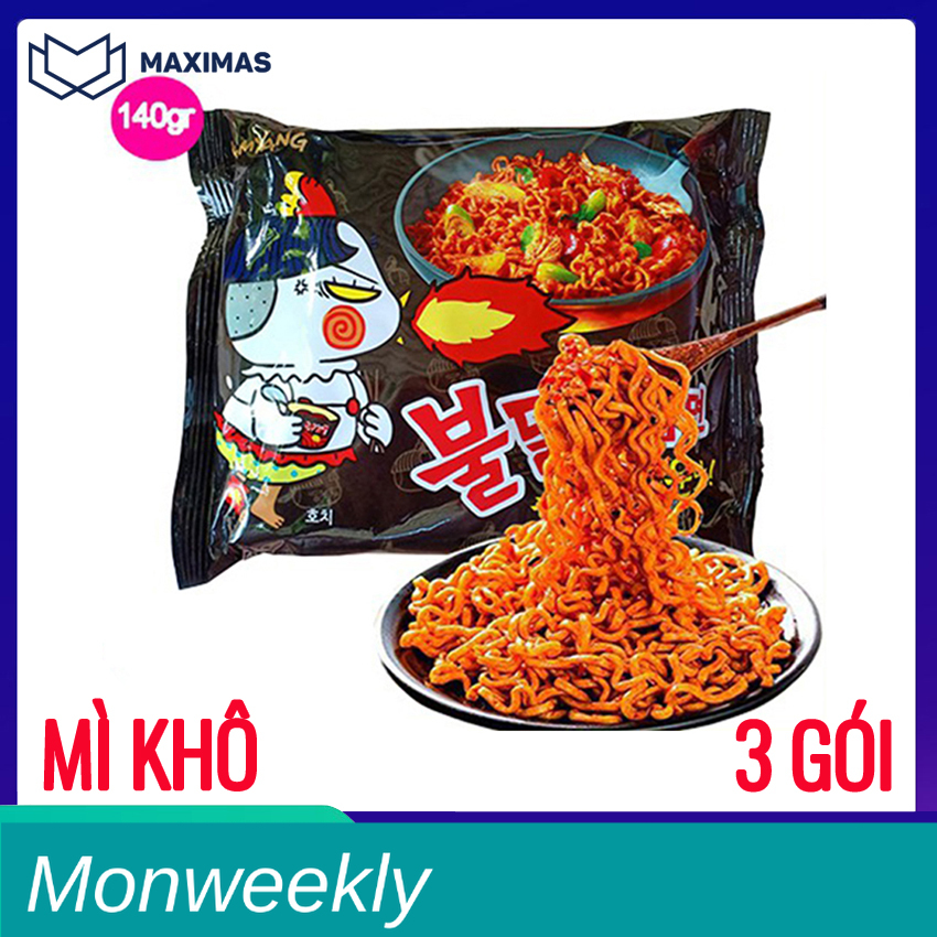 Mì cay samyang hàn quốc 3 gói x 140g - mỳ cay - ăn vặt hàn quốc monweekly