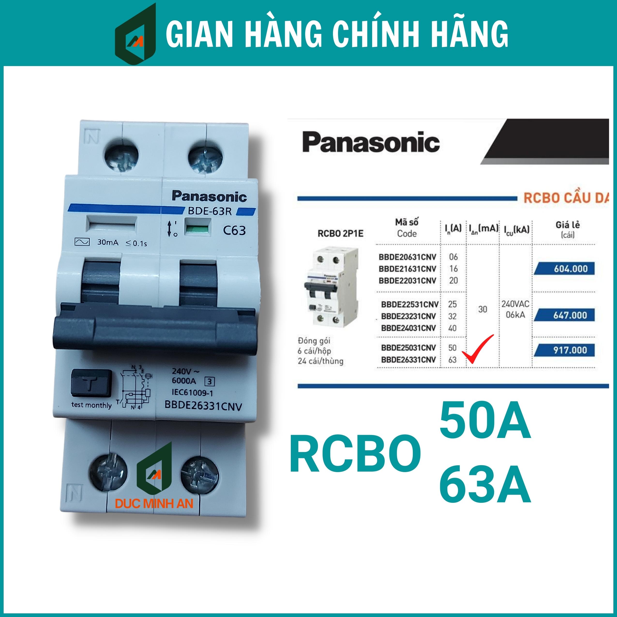 Át chống giật Panasonic - CB chống giật - RCBO 50A, 63A chính hãng