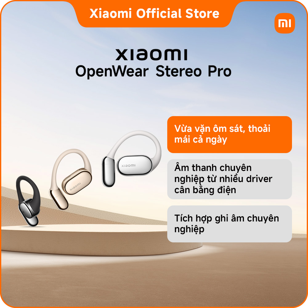 [New]Xiaomi OpenWear Stereo Pro | Vừa vặn ôm sát, thoải mái cả ngày | Âm thanh chuyên nghiệp từ nhiều driver cân bằng điện | Chống rò âm vượt trội,  giữ trọn âm thanh cho riêng bạn | Tích hợp ghi âm chuyên nghiệp