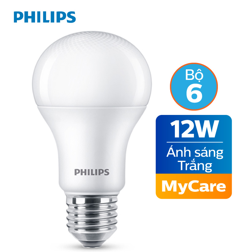 Bộ 6 Bóng đèn Philips LED MyCare 12W 6500K E27 A60 - Ánh sáng trắng