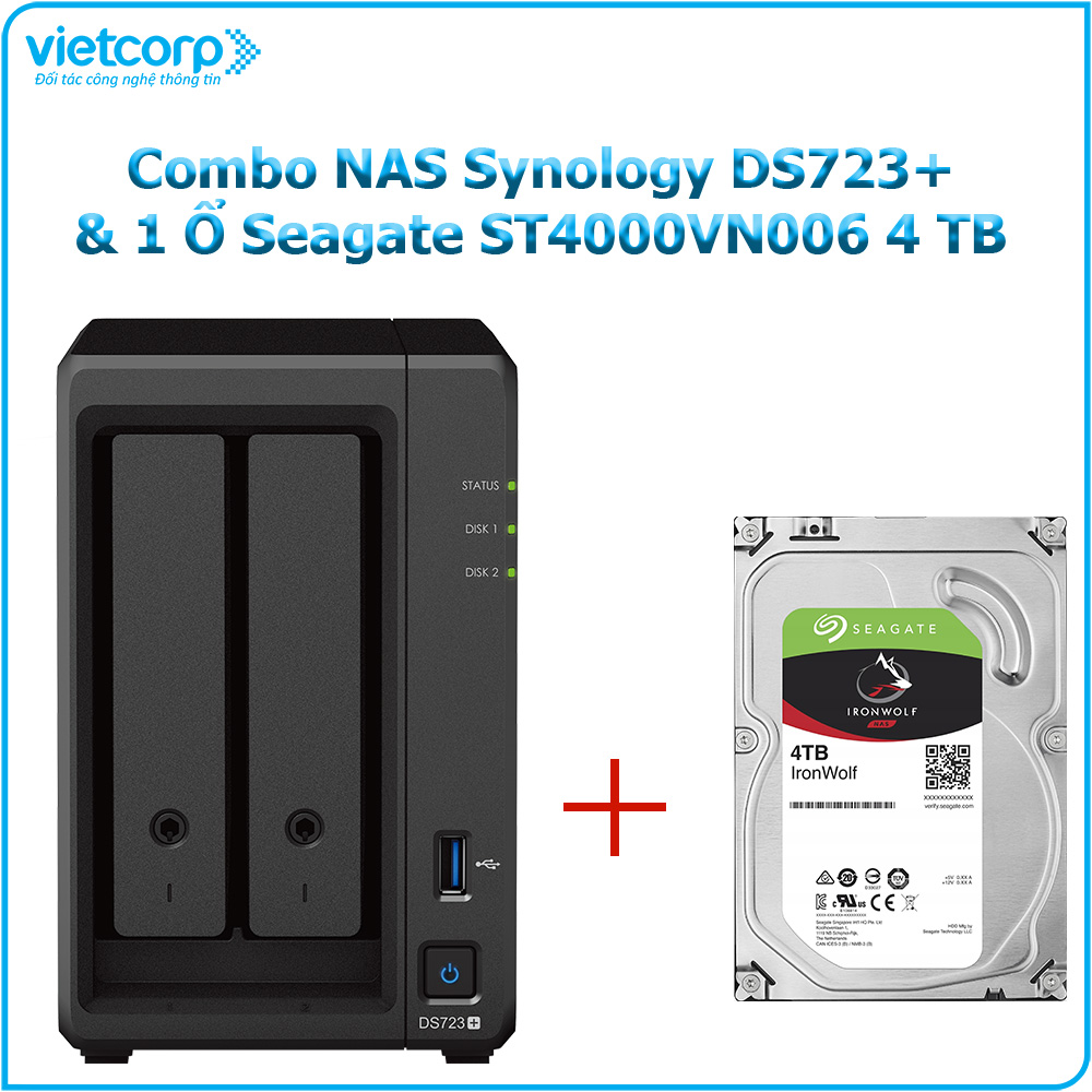 Khuyến Mãi Combo Thiết bị lưu trữ NAS Synology DS723+ và 1 Ổ cứng Seagate