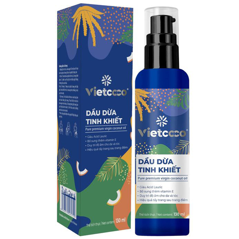 Dầu dừa nguyên chất ép lạnh vitamin E Vietcoco  - Chai xịt 130ml