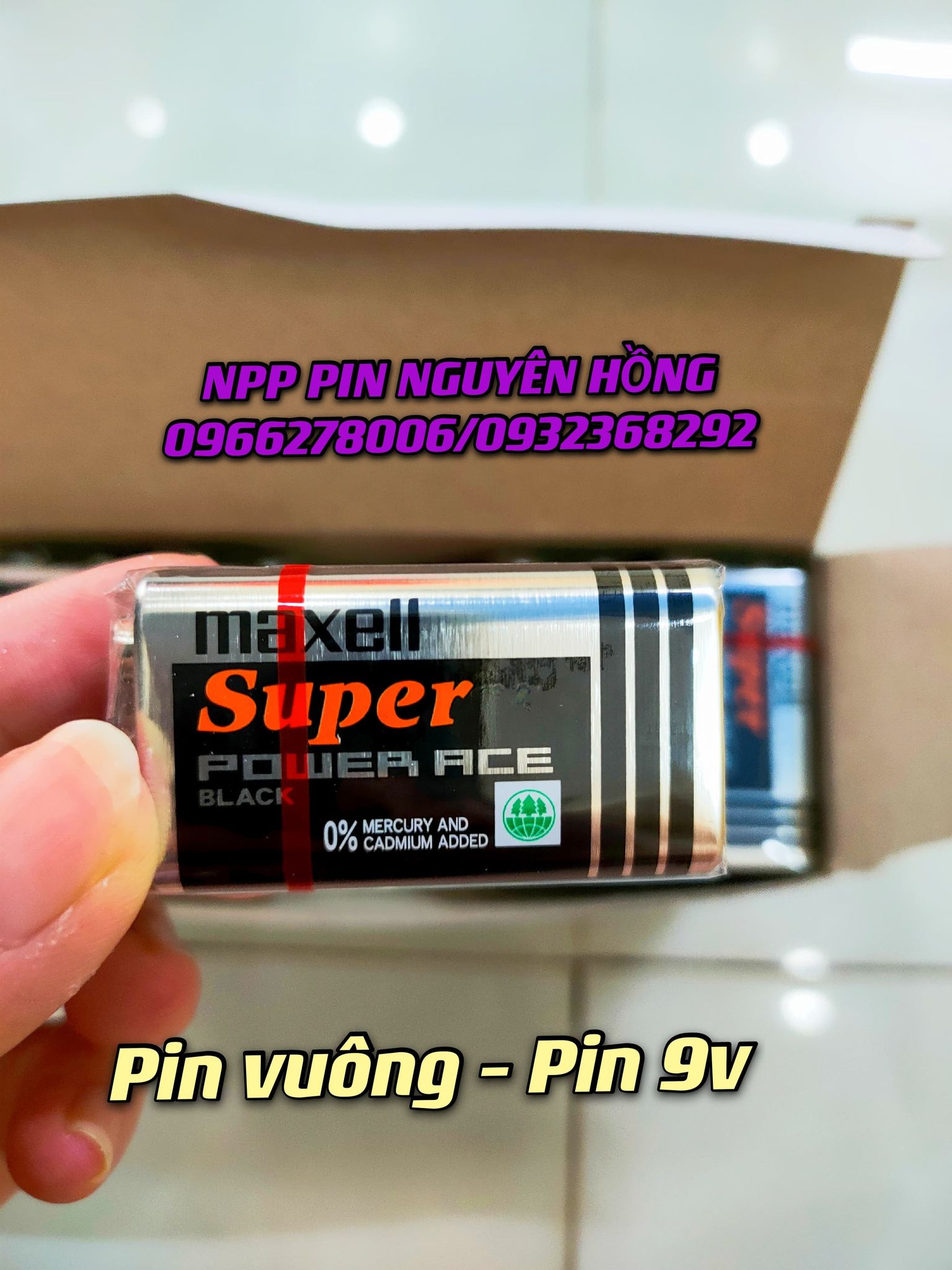 Pin vuông 9V Maxell Super Power - 6F22 chính hãng Maxell hộp 10 viên