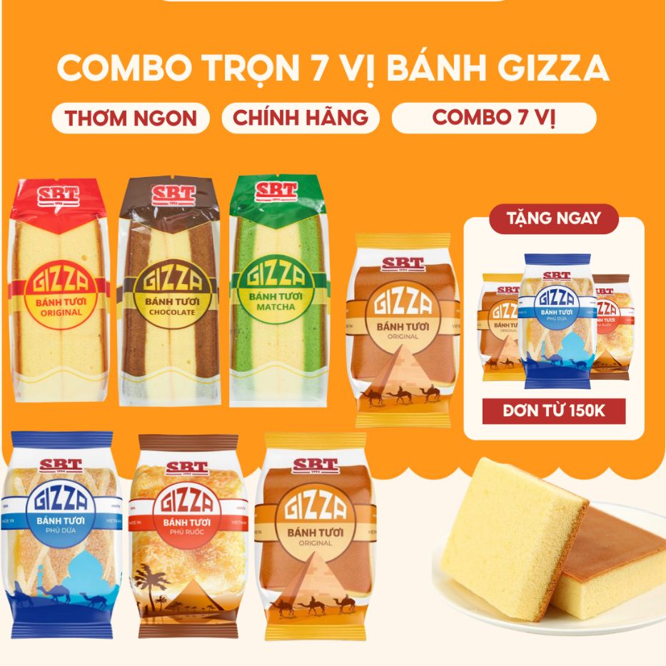 [TRỌN BỘ 7 VỊ ] Bánh Bông Lan Gizza SBT Thơm Ngon Giàu Dinh Dưỡng, Bổ Sung Năng Lượng Bữa Sáng..