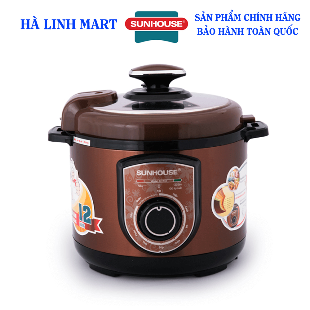Nồi áp suất điện đa năng Sunhouse SHD1550 - Nồi áp suất cơ màu cà phê, Bảo hành 12 tháng