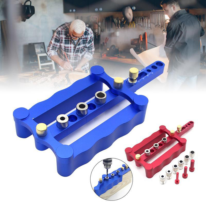Bộ cữ khoan chốt gỗ định vị, khoan chốt liên kết thẳng hợp kim nhôm đúc
