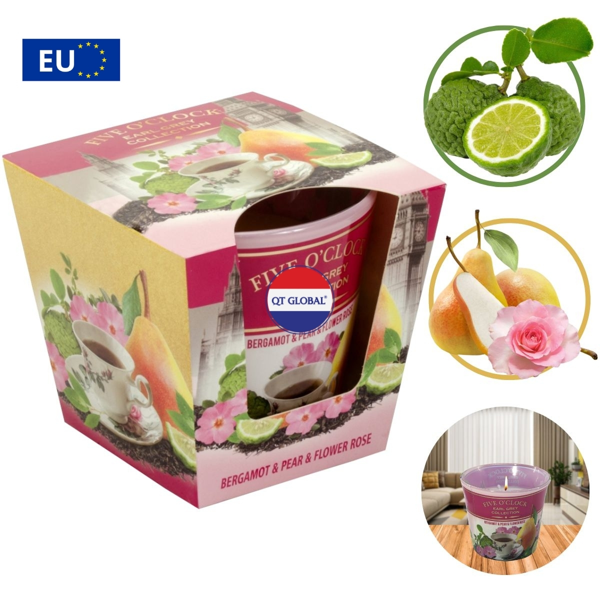 Ly nến thơm Bartek Candles 115g Five O'clock - hương trà cam, thơm phòng, hỗ trợ khử mùi (giao mẫu ngẫu nhiên)