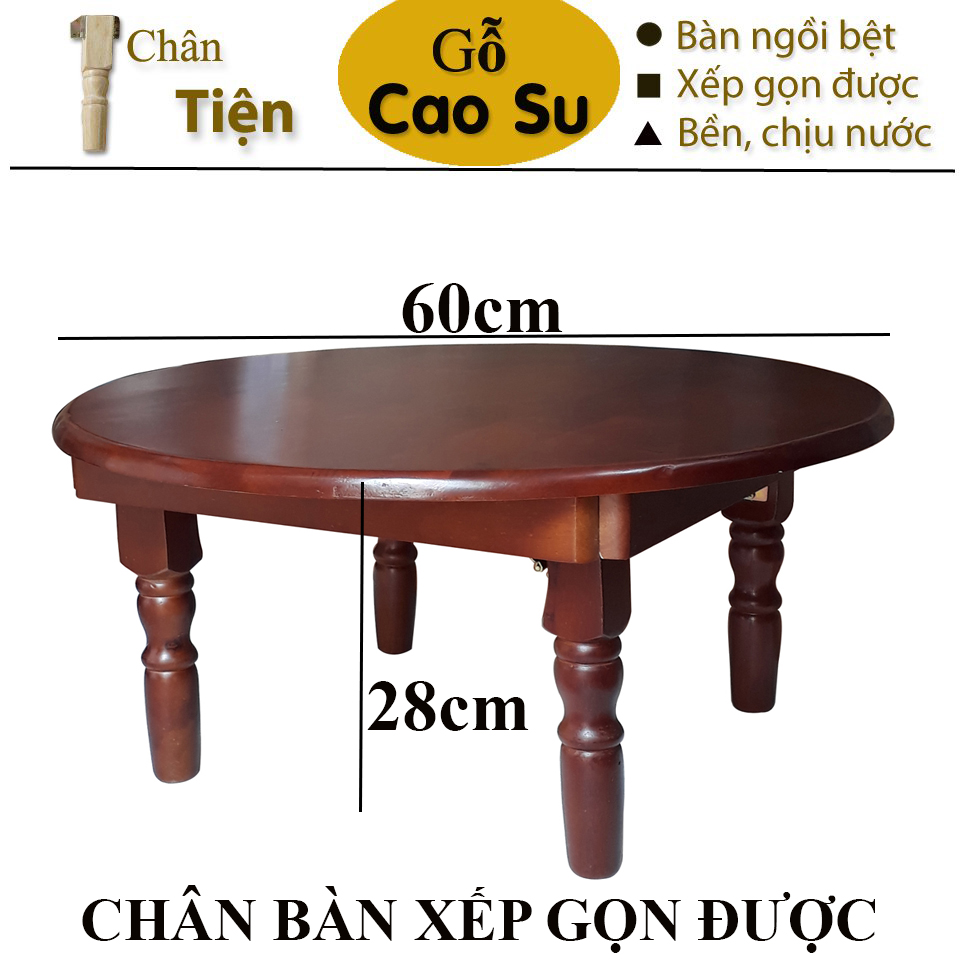 Bàn gỗ ngồi bệt mặt tròn 60cm chân xếp gọn