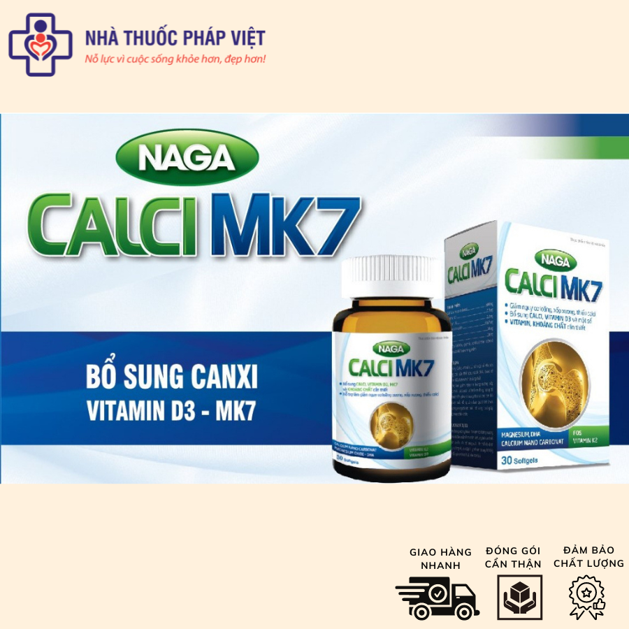 CANXI NANO MK7 NAGA - Bổ Sung Calci Cho Xương Chắc Khoẻ - HỘP 30 VIÊN