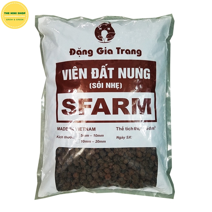 Giá thể trồng cây viên đất nung Sfarm 5-10mm gói 3kg