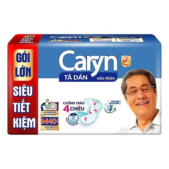 Tã bỉm dán người lớn caryn siêu thấm m40/m-l40 miếng