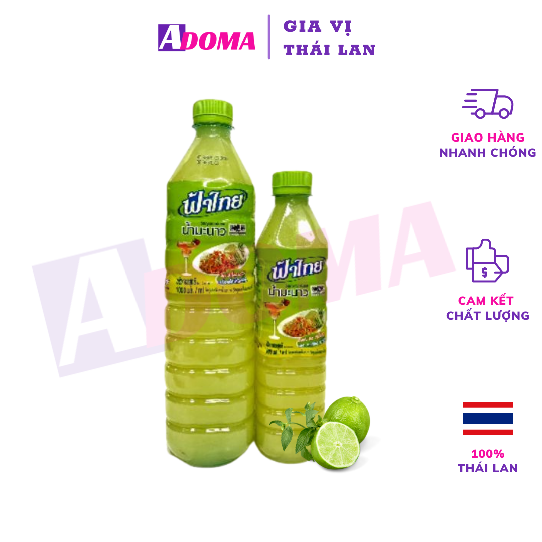 Nước cốt chanh đóng chai Fathai ADOMA Thái Lan 1000ml làm đồ uống tươi ngon gia vị nấu ăn น้ำมะนาว
