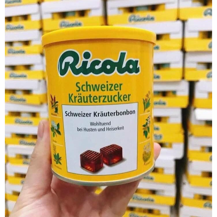 Có tem phụ - Kẹo ngậm ho Ricola của Đức, ngậm ho thảo mộc Ricola Original Herb hộp 250gr