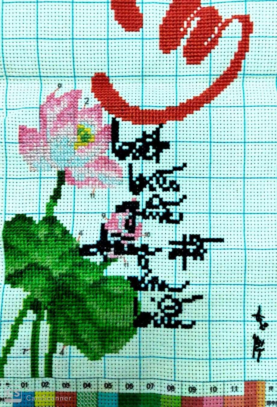 Tranh thêu chữ thập: Chữ Tâm 42x25cm