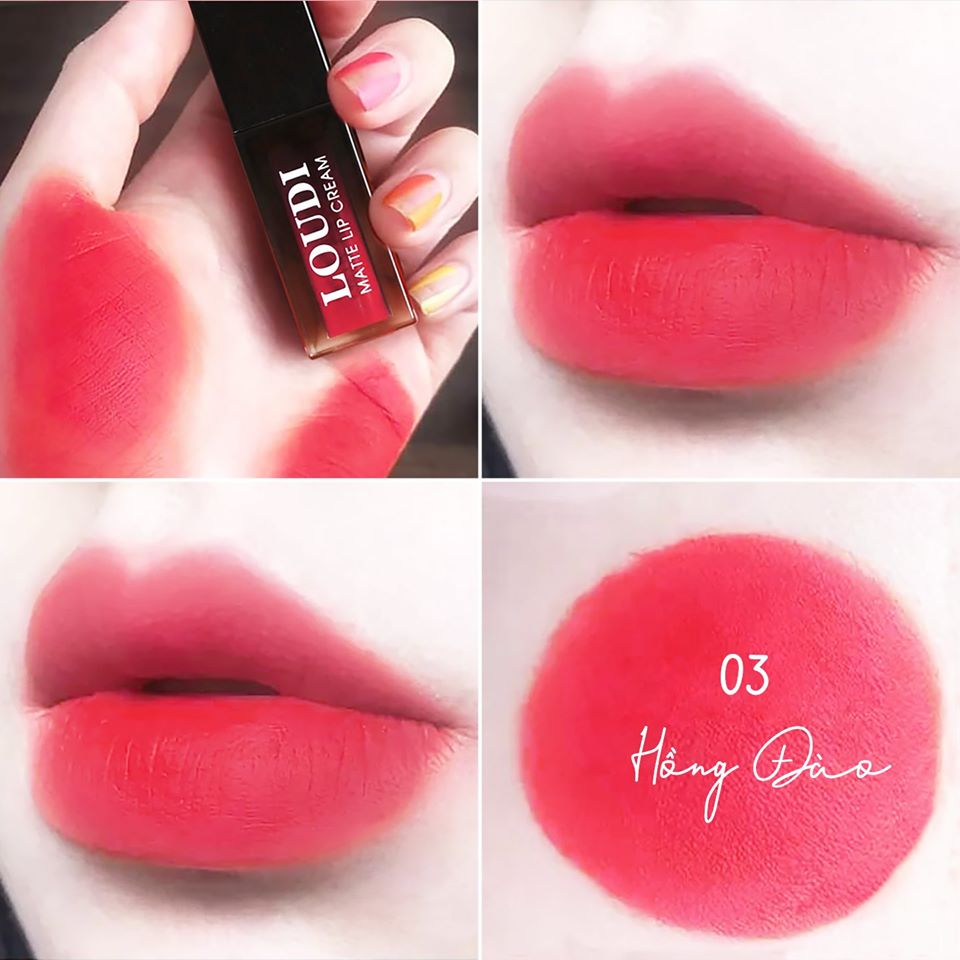 [ Freeship - cải tiến chất son ] SON KEM LÌ LOUDI CAO CẤP THÀNH PHẦN TỪ TỰ NHIÊN, BỀN MÀU ĐẾN 8H, DƯỠNG ẨM CAO,TÁI TẠO MÔI THÂM