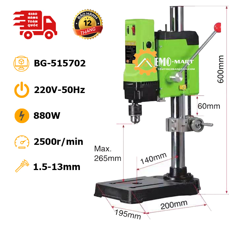 Máy khoan bàn công suất lớn miniq 880w-1050w bg-5157 - hàng chính hãng - bảo hành 12 tháng
