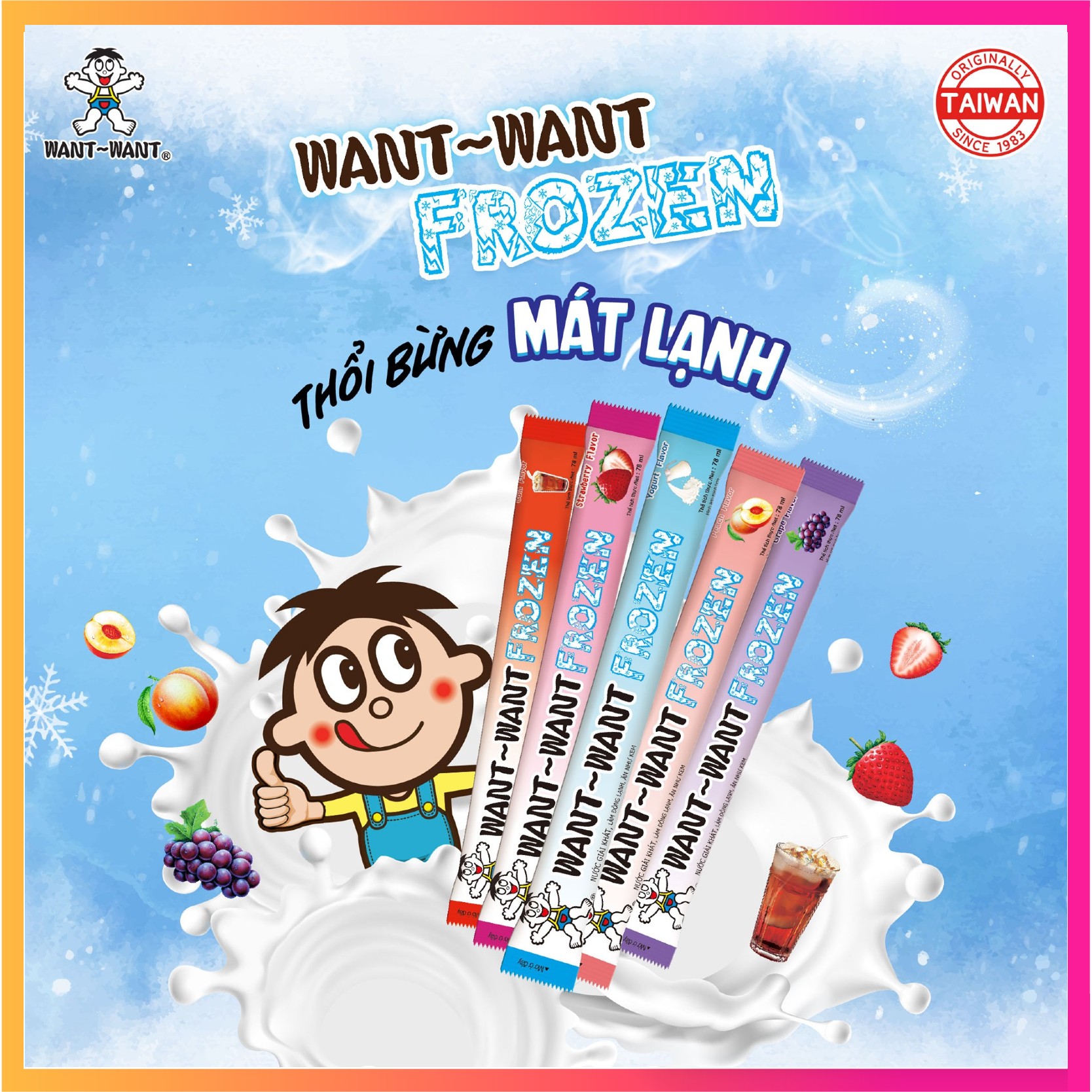 15 cây Kem Trái Cây Want Want mát lạnh sảng khoái (mix đủ mùi)
