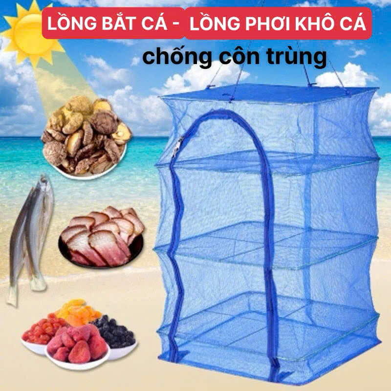  LỒNG LƯỚI 4 TẦNG PHƠI KHÔ THỰC PHẨM PHƠI CÁ KHÔ CHỐNG CÔN TRÙNG CHÓ MÈO TIỆN LỢI - LỒNG LƯỚI PHƠI CÁ KHÔ CÓ THỂ GẤP GỌN TIỆN LỢI - LỒNG LƯỚI TREO 4 TẦNG PHƠI ĐỒ KHÔ 35x65cm 