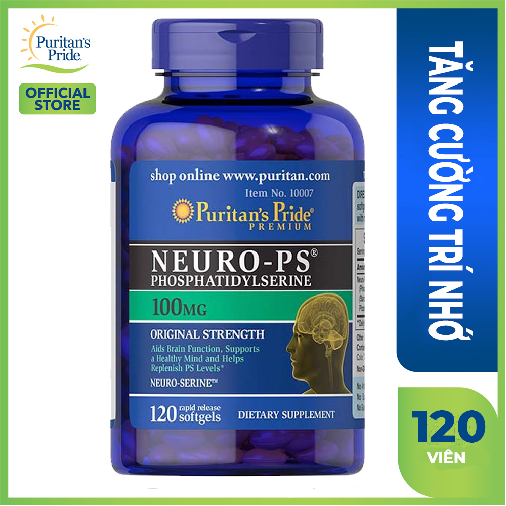 Bổ não, tăng cường trí nhớ Puritan's Pride Neuro PS 100mg 120 viên của Mỹ