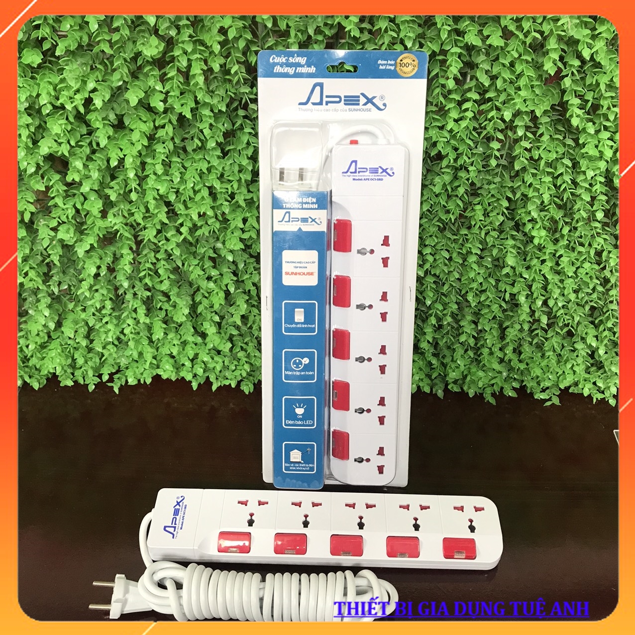 Ổ cắm điện 5 lỗ, có công tắc riêng cho từng lỗ cắm- model: she-oc1-5rd - chính hãng sunhouse, bảo hành 12 tháng,