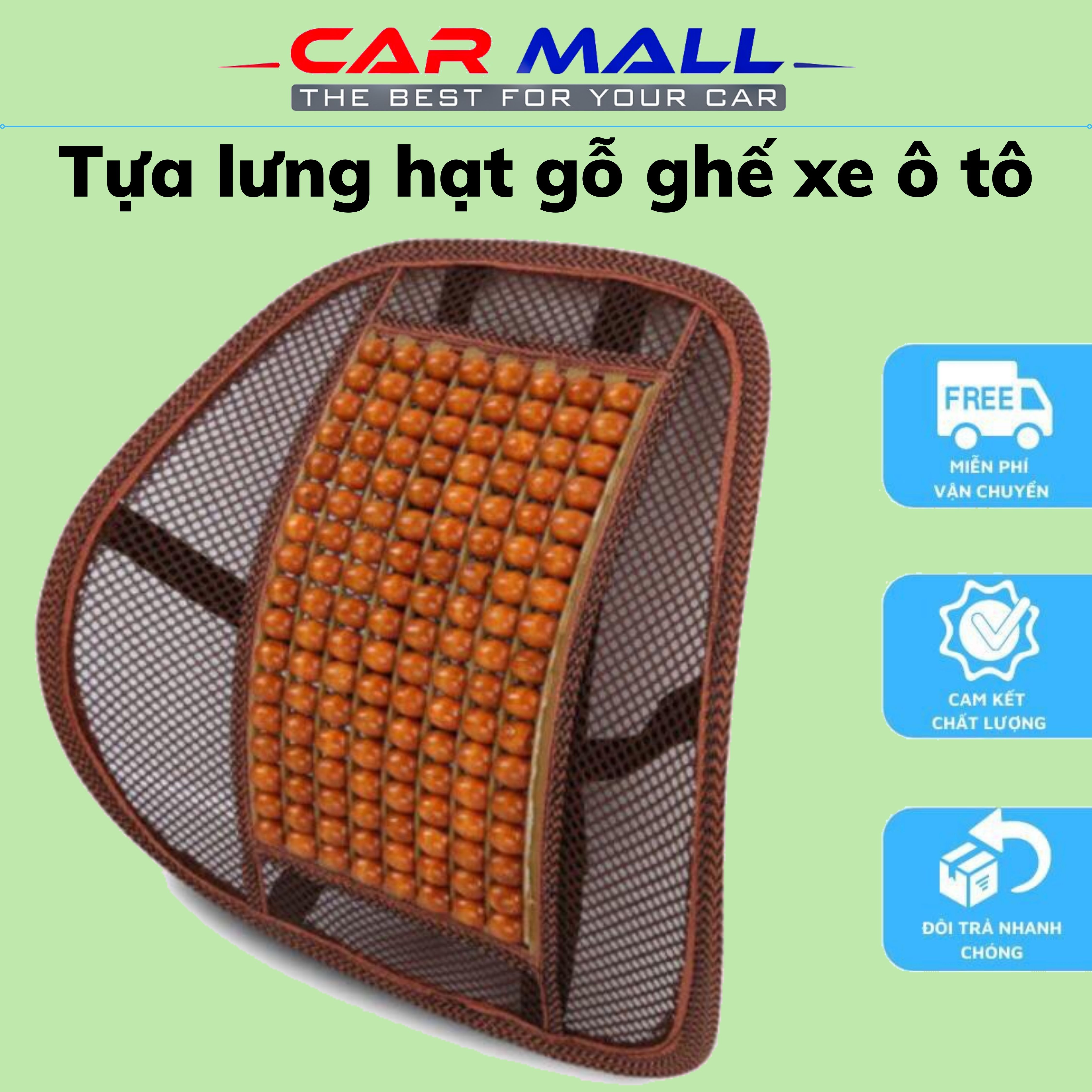 Tựa lưng lưới đan hạt gỗ cho ghế ô tô và văn phòng chống mỏi lưng