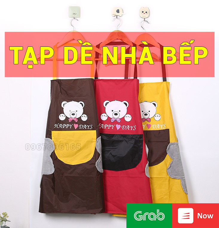 Tạp dề nhà bếp chống thấm nước hình gấu dễ thương