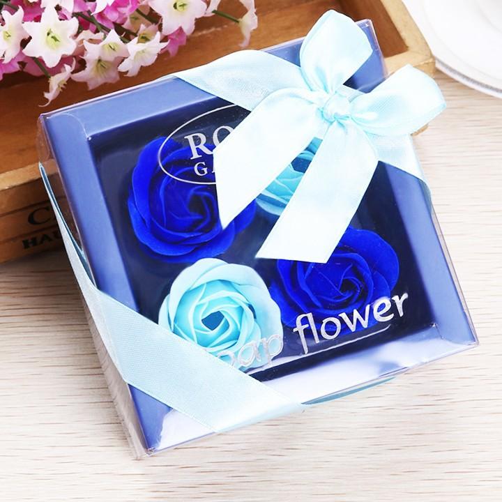 Quà 20/10 - Hộp quà 4 hoa hồng sáp thắt nơ xinh xắn quà tặng sinh nhật, lễ kỉ niệm, ngày Phụ nữ Việt Nam