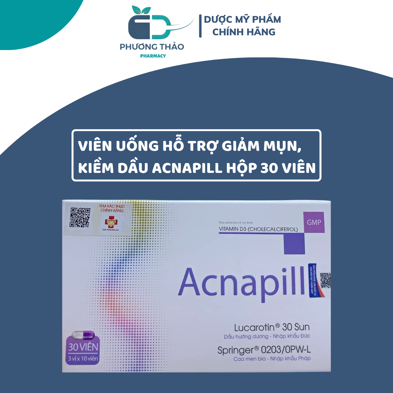 Giảm mụn trứng cá Acnapill hộp 30 viên