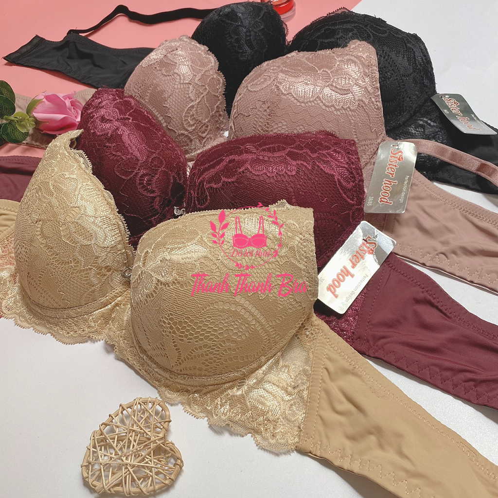 Áo ngực mút mỏng, có gọng, quả vừa cup B, ren mềm đẹp,  Thái Lan Sister hood 985