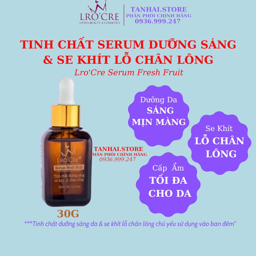 Serum trái cây tươi lro’cre dưỡng căng bóng, sáng hồng, se khít lỗ chân lông, trẻ hóa da mịn màng l8
