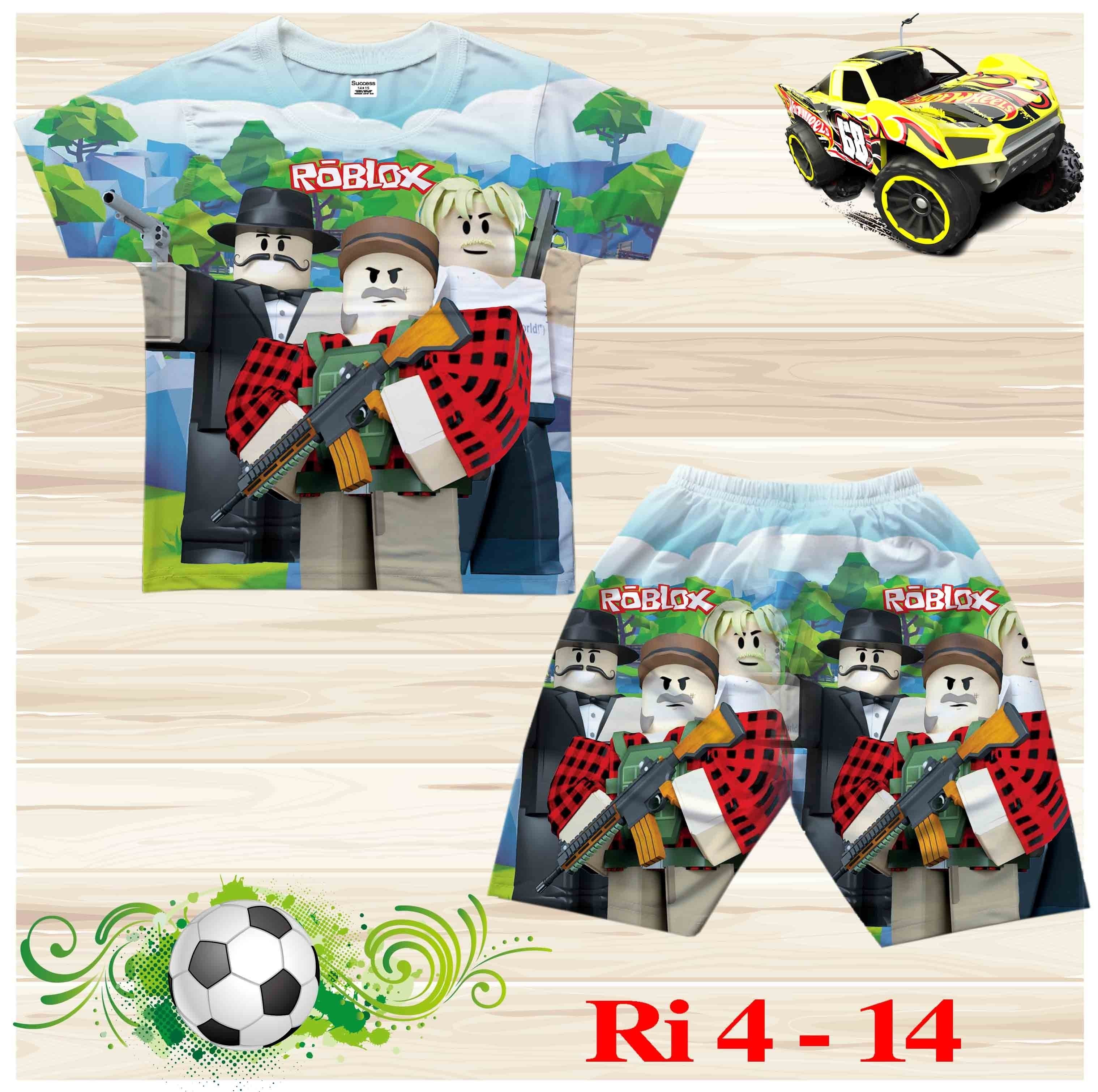 Đồ bộ cộc tay mùa hè cho bé trai hình Roblox size từ 18-65kg chất thun lạnh thái mềm mát