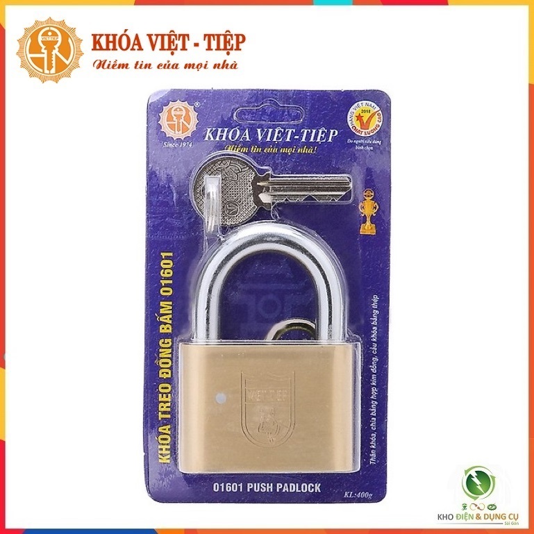 KHÓA TREO ĐỒNG BẤM VIỆT TIỆP 01601 ( CỠ LỚN 6CM - CHỊU VA ĐẬP TỐT - THÍCH HỢP KHÓA CỬA CHÍNH CỦA NHÀ )