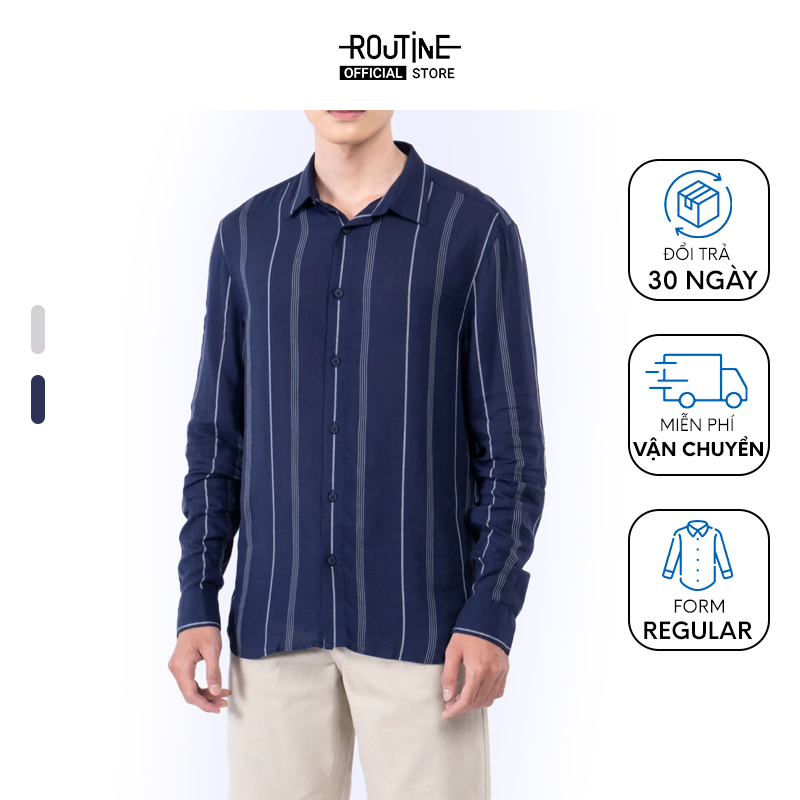 Áo sơ mi nam tay dài kẻ sọc form regular - routine 10s21shl015