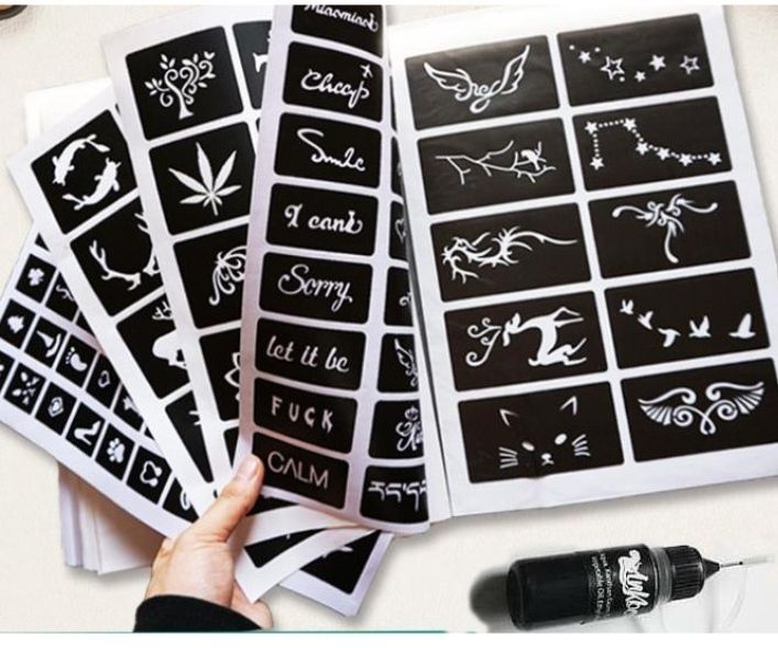 Combo 2 lọ mực xăm 15 ngày và 6 tờ khuôn mẫu